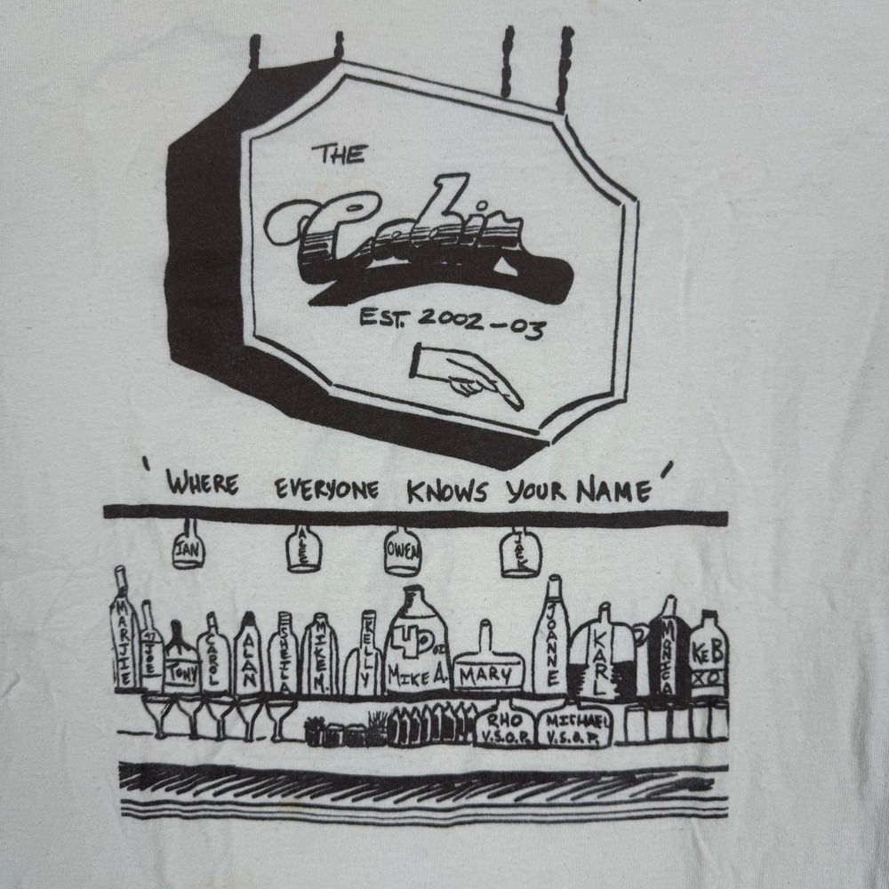 YTK Fruit of the Loom T-Shirt L 21x26.5 The Cabin Bar Graphic White Vintage Tee